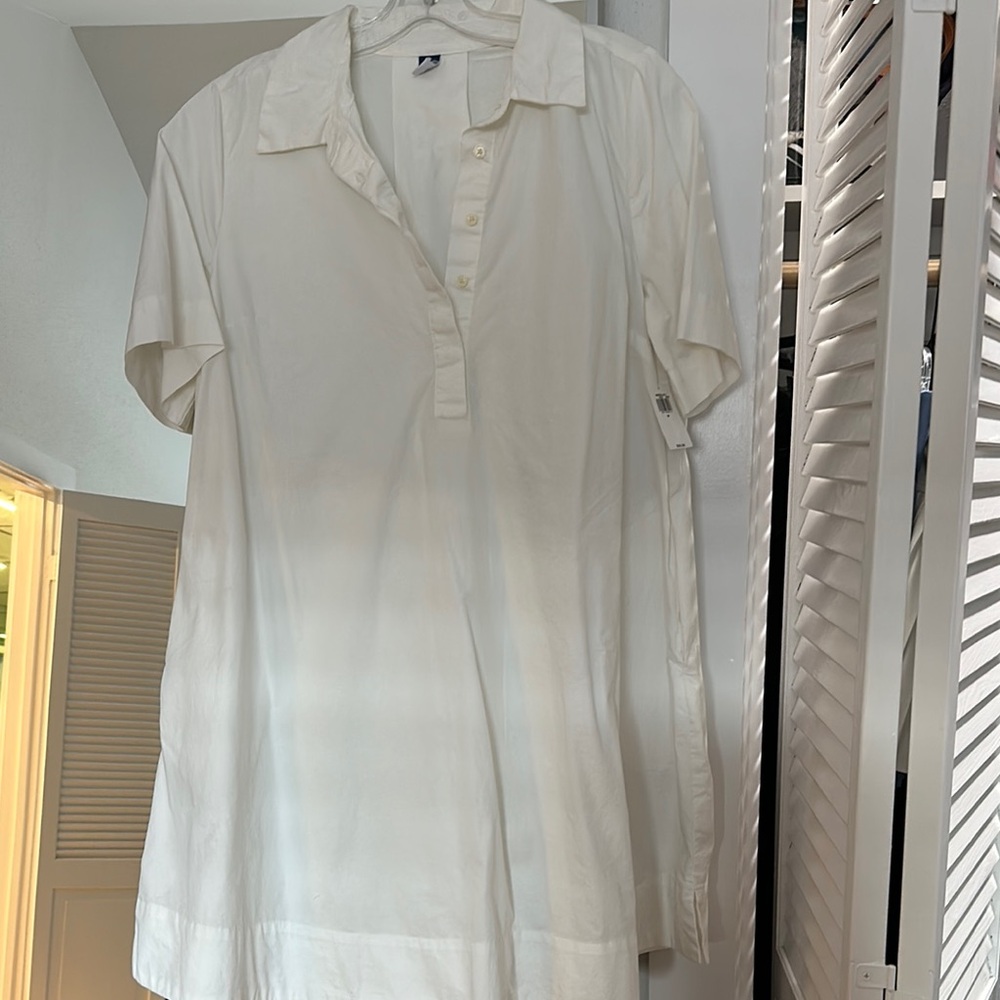 Old Navy White Polo Midi Dress Resort Wear Short Sleeve
